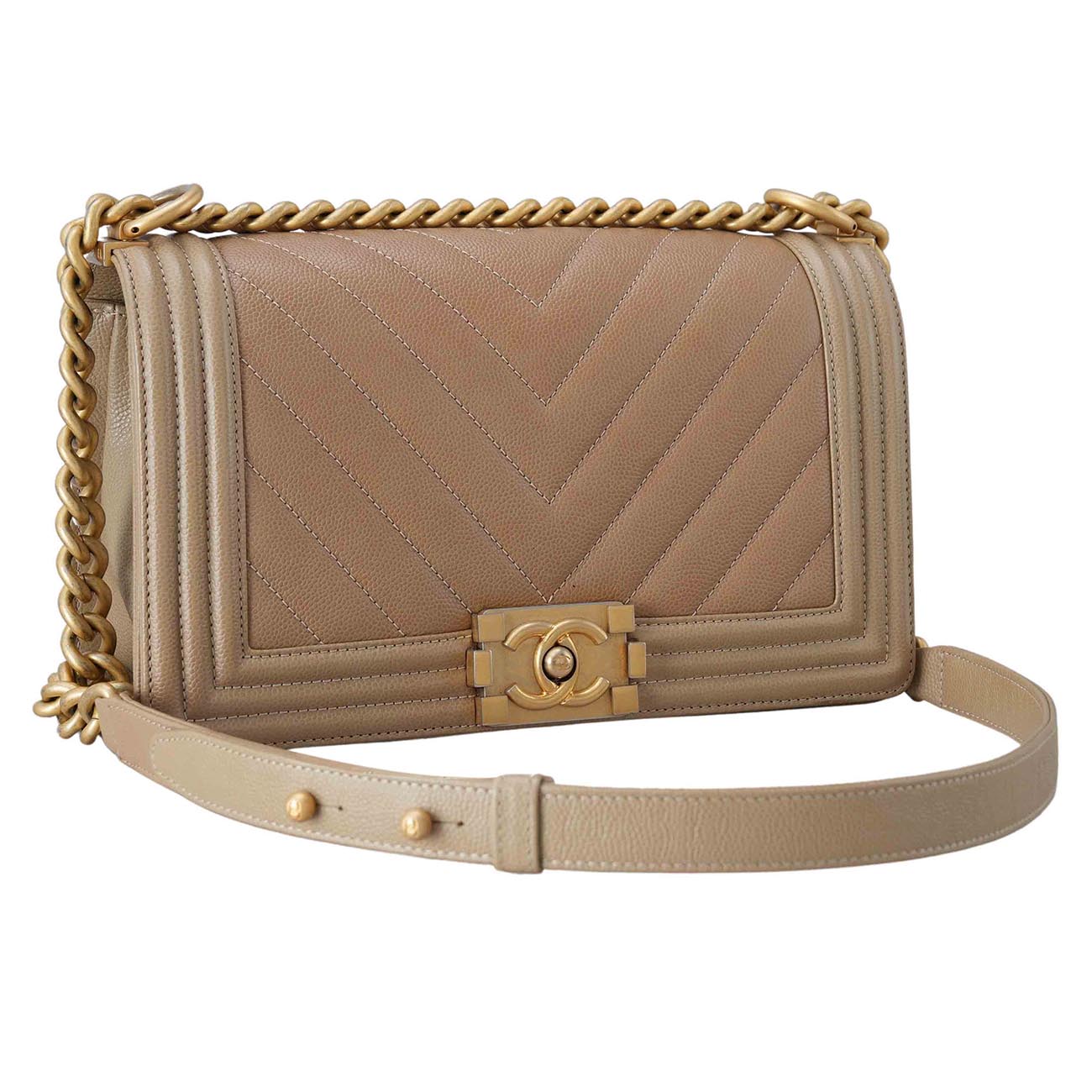 CHANEL(USED)샤넬 보이샤넬 캐비어 쉐브론 미듐